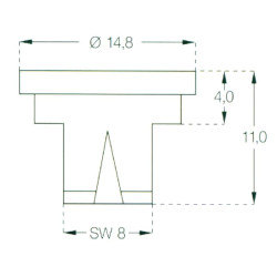 Plokščias vėduoklės formos antgalis OC 90° žalvaris Lechler OC4446