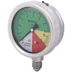 Manometras Ø63mm 0-8-15-25 1/4" BSP apatinis prijungimas MA630825E