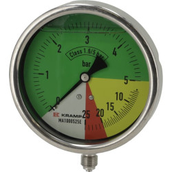 Manometras Ø100mm 0-5-20-25 1/4" BSP apatinis prijungimas MA100525E