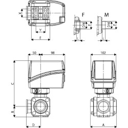 Elektrinis 3 padėčių rutulinis vožtuvas 2" F 853K16A77