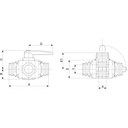 Rutulinis vožtuvas, 3 padėčių, T7M, DN 50mm, 453016S77