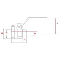 Rutulinis vožtuvas BSP vidinis/išorinis sriegis 1/4" + nerūdijančio plieno rankena KS14MKR