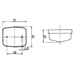 Gabaritinis žibintas, kvadratinis, 12/24V, baltas, tvirtinamas varžtais, 71x37x61mm, Jokon 135004200