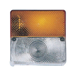 Halogeninis posūkio ir gabaritinis žibintas, priekinis, kvadratinis, 12 V, gintaro/skaidrus, tvirtinamas varžtais, plokščias kiš