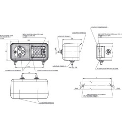 Posūkių ir gabaritinis žibintas RH LED, priekinis, stačiakampis, 12/24V, skaidrus/gintaro spalvos, tvirtinamas varžtais, 150x77x