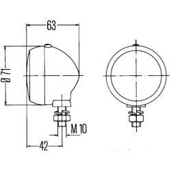 Gabaritinis žibintas 5W, apvalus, 12/24V, skaidrus, tvirtinamas varžtais, Ø 73 mm, Hella 2PF001648161