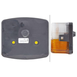 Posūkių ir gabaritinis žibintas RH 21W, kvadratinis, 12V, gintaro/skaidrus, tvirtinamas varžtais, 85x54x95mm, Hella 2BE003182101