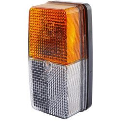 Posūkių ir gabaritinis žibintas 21/5W, stačiakampis, 12V, gintaro/skaidrus, tvirtinamas varžtais, 125x45x62mm, Hella 2BE00334700