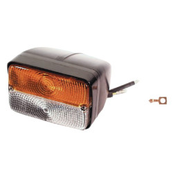 Halogeninis posūkio ir gabaritinis žibintas, priekinis, stačiakampis, 12 V, gintaro spalvos/skaidrus, tvirtinamas varžtais, 120 