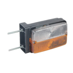 Halogeninis posūkio ir gabaritinis žibintas kairysis, priekinis, stačiakampis, 12 V, gintaro/skaidrus, tvirtinamas varžtais, Cob