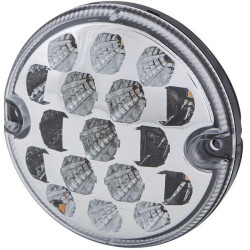 Posūkių ir gabaritinis žibintas LED, priekinis, apvalus, 10/30 V, skaidrus, tvirtinamas varžtais, Ø 95 mm, 17 LED, Hella ValueFi