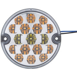 Posūkių ir gabaritinis žibintas LED, priekinis, apvalus, 10/30 V, skaidrus, tvirtinamas varžtais, Ø 95 mm, 17 LED, Hella ValueFi