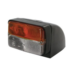 Halogeninis posūkio ir gabaritinis žibintas, priekinis, stačiakampis, 12 V, gintaro/skaidrus, tvirtinamas varžtais, 120 x 154 mm