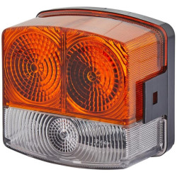 Posūkių ir gabaritinis žibintas LH 21/10W, kvadratinis, 12V, gintaro/skaidrus, tvirtinamas varžtais, 95x54,5x90mm, Hella 2BE0027