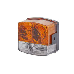 Posūkių ir gabaritinis žibintas LH 21/10W, kvadratinis, 12V, gintaro/skaidrus, tvirtinamas varžtais, 95x54,5x90mm, Hella 2BE0027