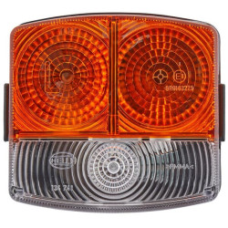 Posūkių ir gabaritinis žibintas LH 21/10W, kvadratinis, 12V, gintaro/skaidrus, tvirtinamas varžtais, 95x54,5x90mm, Hella 2BE0027