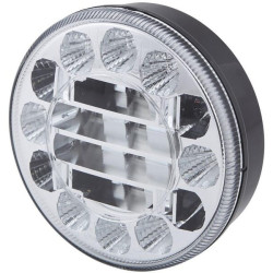 Posūkių ir gabaritinis žibintas LED, priekinis, apvalus, 10/30 V, skaidrus, tvirtinamas varžtais, Ø 122 mm, 24 LED, Hella ValueF