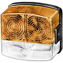 Posūkių ir gabaritinis žibintas RH 21/10W, kvadratinis, 12V, gintaro/skaidrus, tvirtinamas varžtais, 95x54,5x90mm, Hella 2BE0027