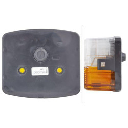 Posūkių ir gabaritinis žibintas kairysis, 21 W, kvadratinis, 12 V, gintaro/skaidrus, tvirtinamas varžtais, 85 x 54 x 95 mm, Hell