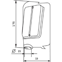 Halogeninis posūkio ir gabarito žibintas RH, priekinis, stačiakampis, 12 V, gintaro/skaidrus, tvirtinamas varžtais, 175xCobo 031