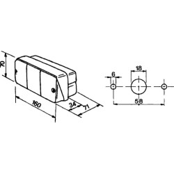 Halogeninis posūkio ir gabaritinis žibintas kairysis, priekinis, stačiakampis, 12 V, gintaro/skaidrus, 160 x 70 mm, Cobo 0316900