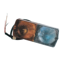 Halogeninis posūkio ir gabaritinis žibintas, priekinis, stačiakampis, 12 V, gintaro/skaidrus, tvirtinamas varžtais, 184 x 70 x 7