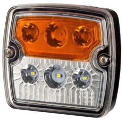 Daugiafunkcinis priekinis žibintas LED, kvadratinis, 12/24V, baltas, 105,4x29,5x97,4 mm, 6 LED, Kramp LA80032