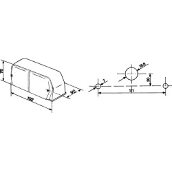 Halogeninis posūkio ir gabarito žibintas RH, priekinis, stačiakampis, 12 V, gintaro/skaidrus, tvirtinamas varžtais, 196 x 74 x 7