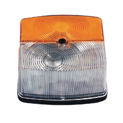 Posūkių ir gabaritinis žibintas kairysis kvadratinis, 12/24V, gintaro/skaidrus, tvirtinamas varžtais, 95x55x85mm, Jokon 11002501