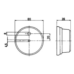 Gabaritinis žibintas, apvalus, 12/24V, baltas, tvirtinamas varžtais, Ø 80mm, Jokon 111003000
