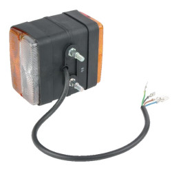 Halogeninis posūkių ir gabaritinis žibintas, priekinis/galinis, stačiakampis, raudonas/gintaras/skaidrus, tvirtinamas varžtais, 