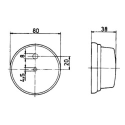Gabaritinis žibintas, apvalus, 12/24V, baltas, prisukamas, Ø 80mm, Jokon 135008000
