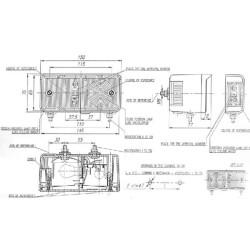 Posūkių ir gabaritinis žibintas RH halogeninis, priekinis, 12/24V, gintaro/baltos spalvos, tvirtinamas varžtais, 150x77 mm, Waś 