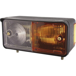 Halogeninis posūkio ir gabaritinis žibintas kairysis, priekinis, 12/24V, gintaro/baltos spalvos, tvirtinamas varžtais, 150x77 mm