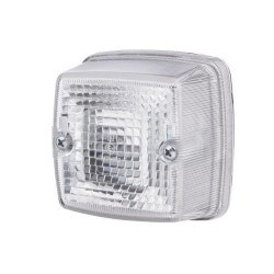 Gabaritinis žibintas 5W, kvadratinis, 12/24V, skaidrus/baltas, tvirtinamas varžtais, 84x51x84mm, peilinis kontaktas, Hella 2PF00