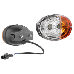 Halogeninis posūkių ir gabaritinis žibintas, priekinis, kairysis, ovalus, 12 V, gintaro / baltos spalvos, tvirtinamas varžtais, 