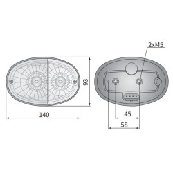 Halogeninis posūkių ir gabaritinis žibintas, priekinis, kairysis, ovalus, 12 V, gintaro / baltos spalvos, tvirtinamas varžtais, 