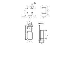 Gabaritinis žibintas, stačiakampis, 12/24V, raudonas, tvirtinamas varžtais, Aspöck 216510007