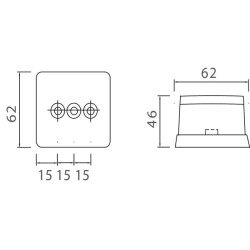Gabaritinis žibintas, kvadratinis, 12 V, raudonas, tvirtinamas varžtais, Aspöck 215300007