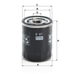 Alyvos filtras Mann & Hummel W67GJ