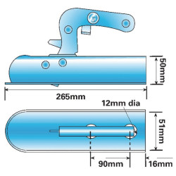 Vilkimo kablio sukabinimo įtaisas 750 kg, skersmuo 50/50 mm WS1001