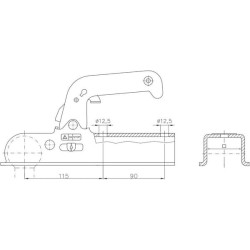 Rutulinė jungtis 1500 kg kvadratinė, 60 mm 1733855