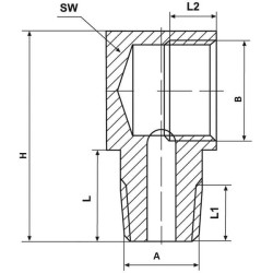 Kampinis brkt in. thd/o. thd 90º CLEW90MK8M8