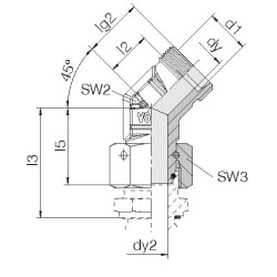 Pjovimo žiedo jungtis 35L, 45° EVSD35L