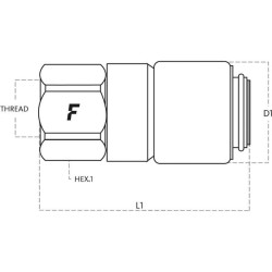 Matavimo jungtis, vidinis sriegis 1/4 NPT DF0414NPTF