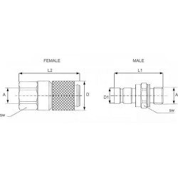 Diagnostinė jungtis, išorinis 1/4" BSP DF042114GM