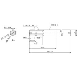 Velenas su įpjovomis 300L 13/8 vienpusis 6735301HKR