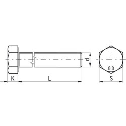 Šešiakampis varžtas DIN933 M16x50 8.8 Kramp 02221605088