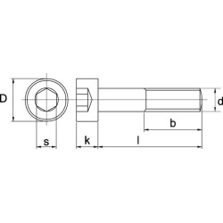 Šešiakampis varžtas su vidine galvute, DIN912 UNC, 3/8"x1 1/4", plienas, 12,9, Kramp 91238114UNC129B