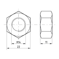 Šešiakampė veržlė M14x2.00, plienas, 8 klasė, Kramp 04040014